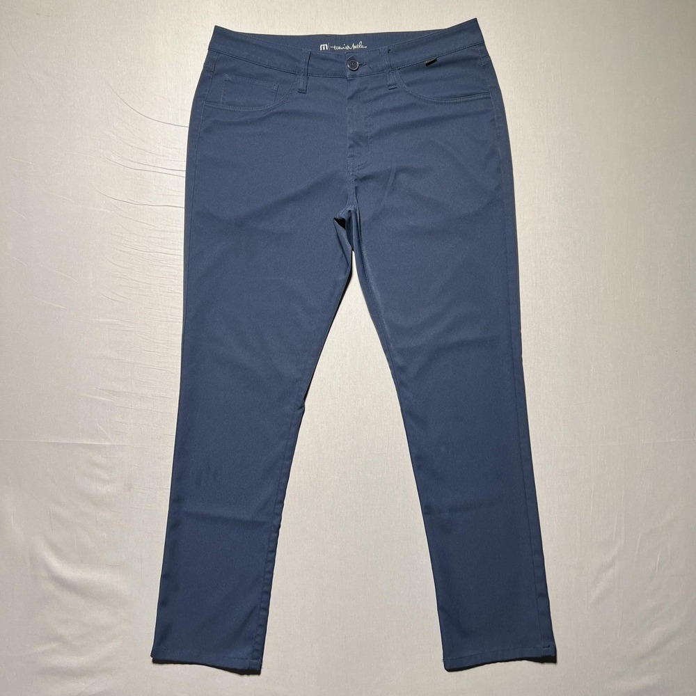 Travis Mathew Pants Mens 32 Blue Polyester Golf Trousers Casual Lightweight Slim